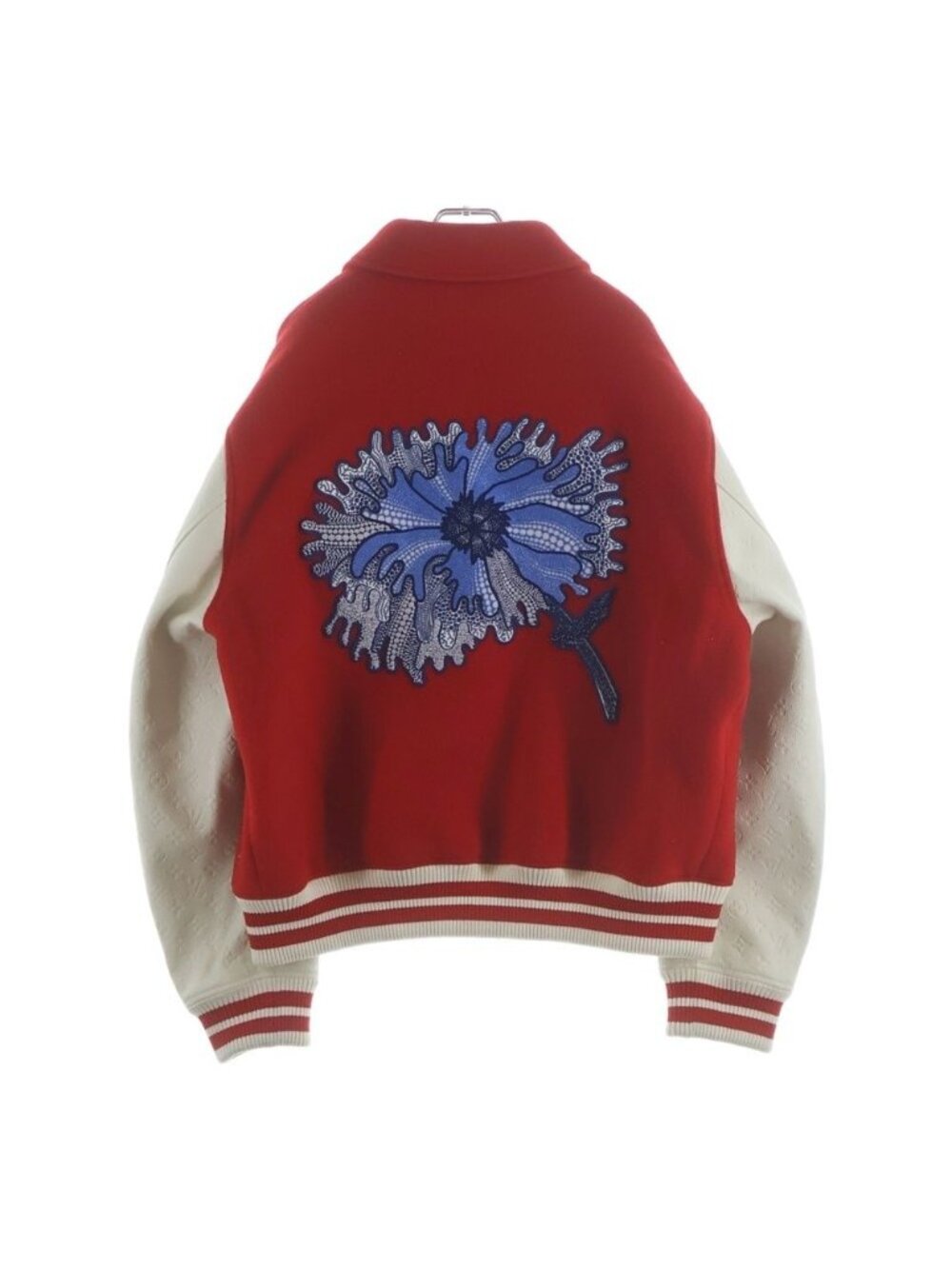 Louis Vuitton Yayoi Kusama Wool Leather Trim Varsity Jacket Stadium Jean Red Mjy